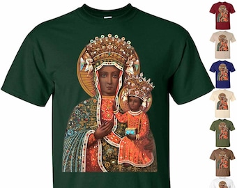 Black Madonna of Częstochowa V2 DTG PRINT Men TShirt S M L XL 2XL 3XL 4XL 5XL