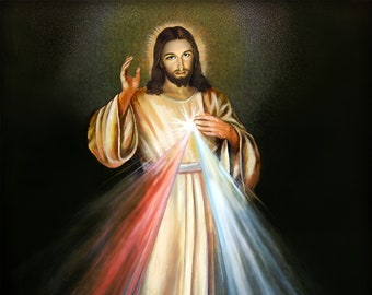 Jesus I Trust in You Poster Divine Mercy Polish image Jesus I Trust in Thee Poster Print Art Home Wall Decor Catholic Painting