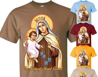 Our Lady of Mount Carmel V5 DTG PRINT Men TShirt S M L XL 2XL 3XL 4XL 5XL