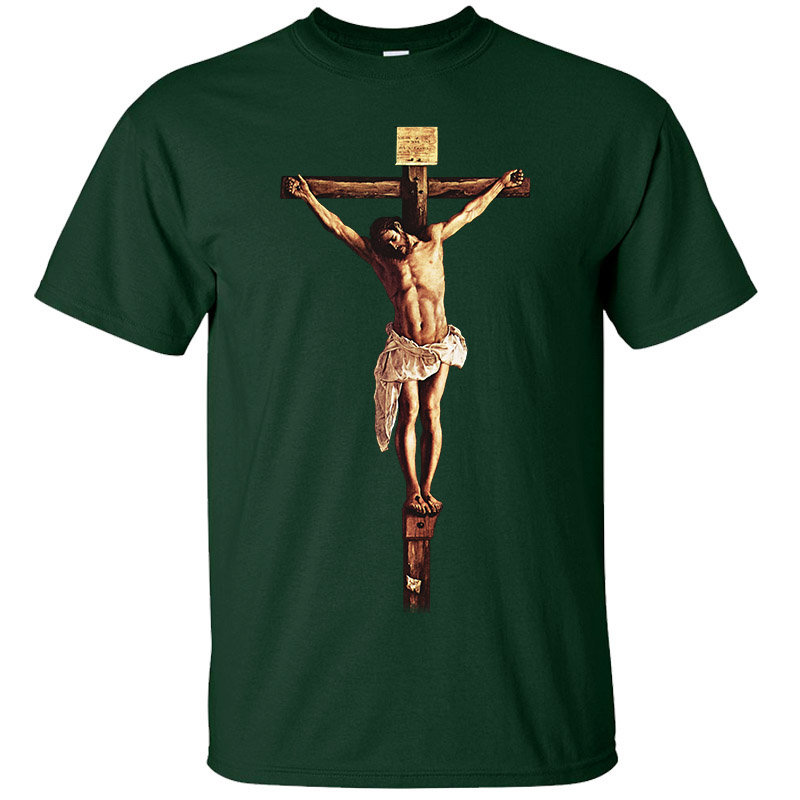 Discover Jesus Christ on the Cross Crucifixion DTG PRINT Men T-Shirt