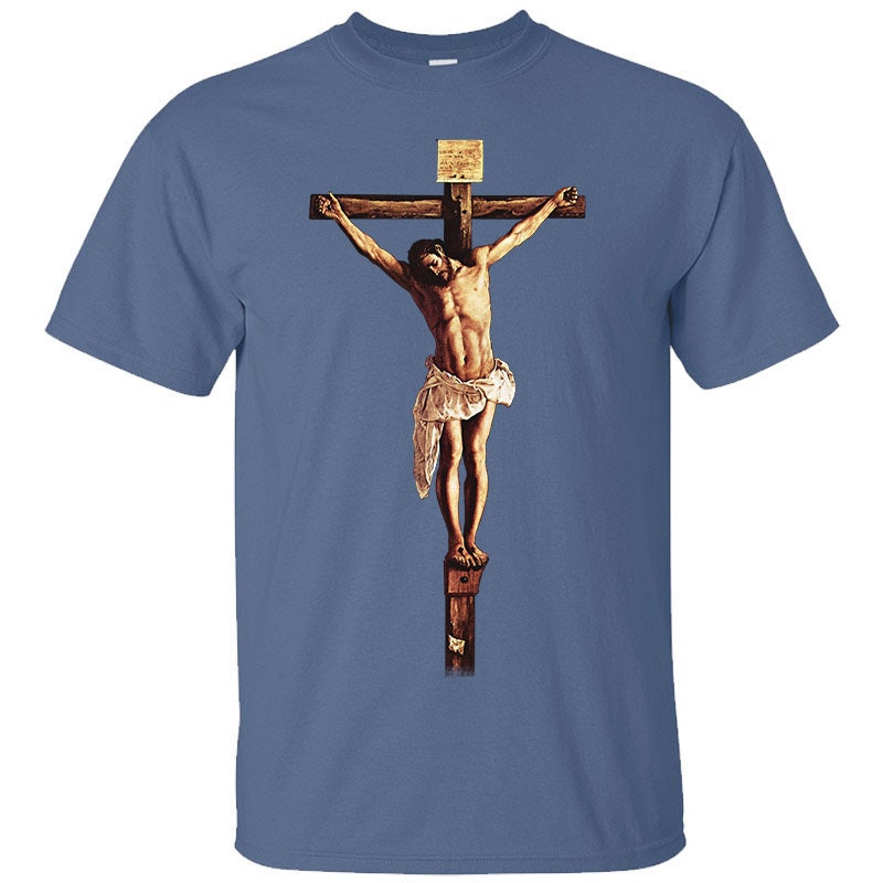 Discover Jesus Christ on the Cross Crucifixion DTG PRINT Men T-Shirt