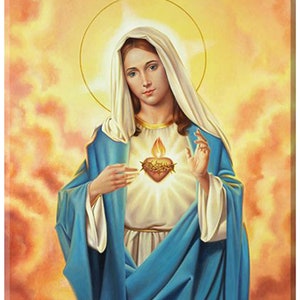Sacred Heart of Holy Mary V3 Poster Print Art Home Wall Decor Catholic Painting