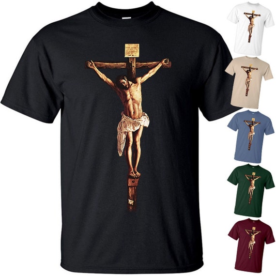 Jesus Christ on the Cross Crucifixion DTG PRINT Men Tshirt S M L