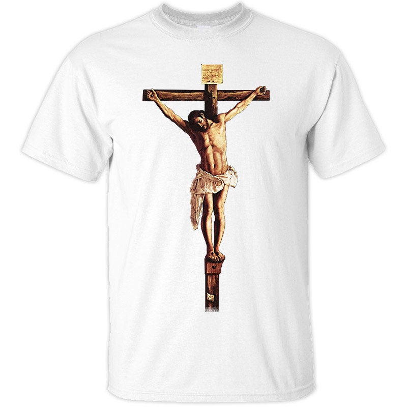 Discover Jesus Christ on the Cross Crucifixion DTG PRINT Men T-Shirt