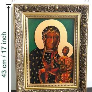 Black Madonna of Częstochowa icon Painting hand painted on canvas with gold wooden frame Art Home Wall Decor Catholic Painting