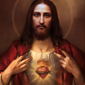 The Sacred Heart of Jesus V9 Poster Print Art Home Wall Decor Catholic Painting