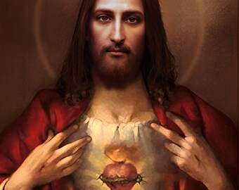 The Sacred Heart of Jesus V3 Poster Print Art Home Wall Decor Catholic ...