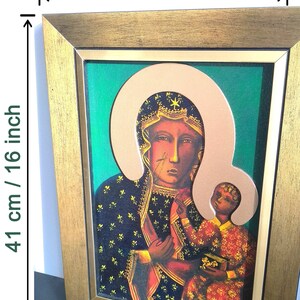 Black Madonna of Częstochowa icon Painting hand painted on canvas with gold wooden frame Art Home Wall Decor Catholic Painting 36x49