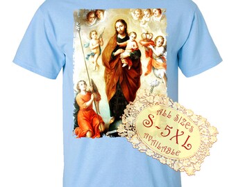 Saint Joseph With Baby Jesus V12 DTG PRINT Men Tshirt S M L