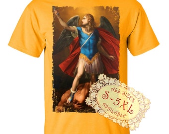 トップス saint michael maxell Saint Michael Archangel V21 Catolic Christian Church DTG