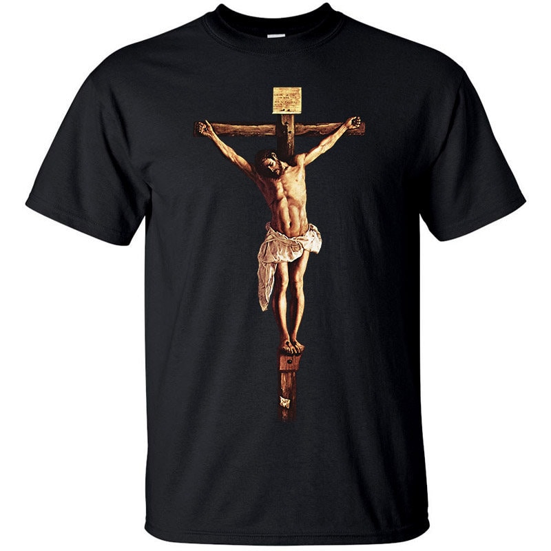 Discover Jesus Christ on the Cross Crucifixion DTG PRINT Men T-Shirt