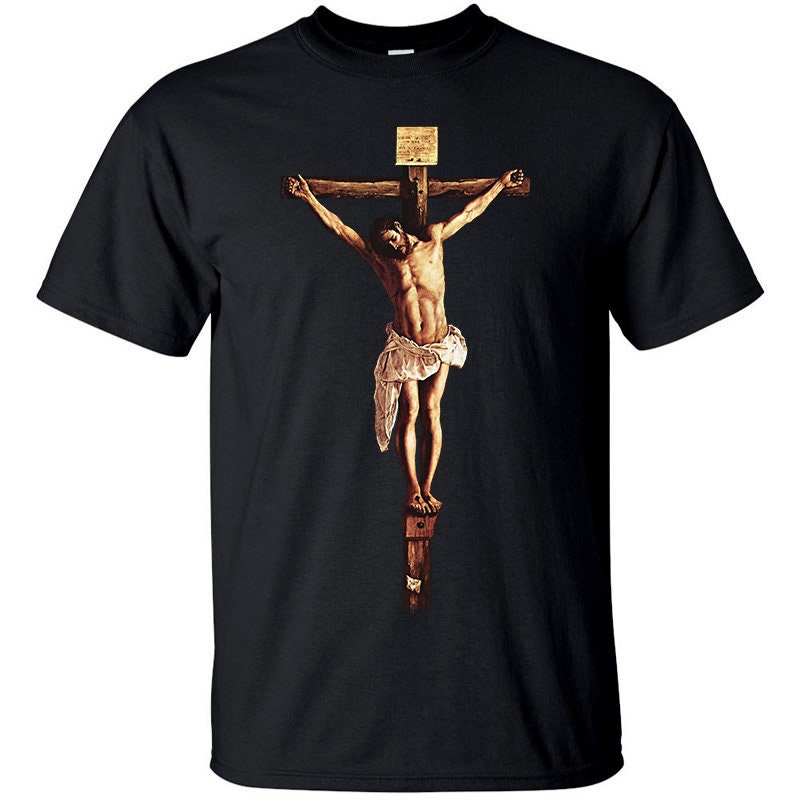 Discover Jesus Christ on the Cross Crucifixion DTG PRINT Men T-Shirt