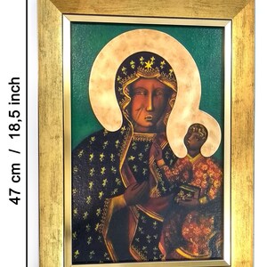 Black Madonna of Częstochowa icon Painting hand painted on canvas with gold wooden frame Art Home Wall Decor Catholic Painting