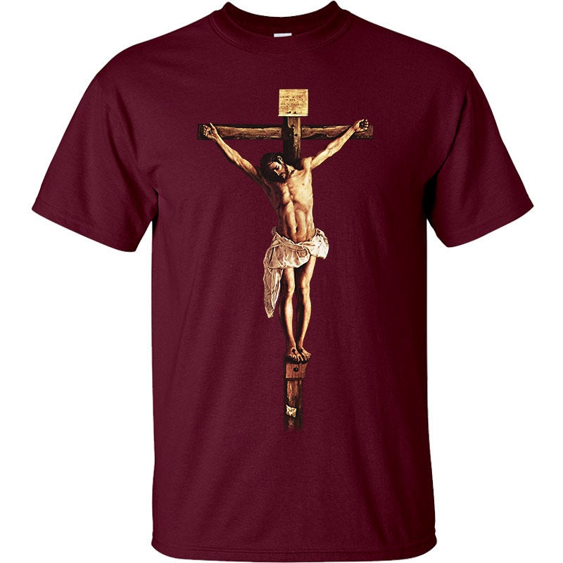 Discover Jesus Christ on the Cross Crucifixion DTG PRINT Men T-Shirt