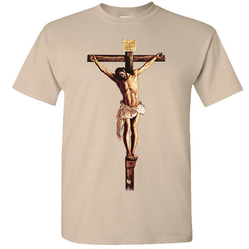 Discover Jesus Christ on the Cross Crucifixion DTG PRINT Men T-Shirt