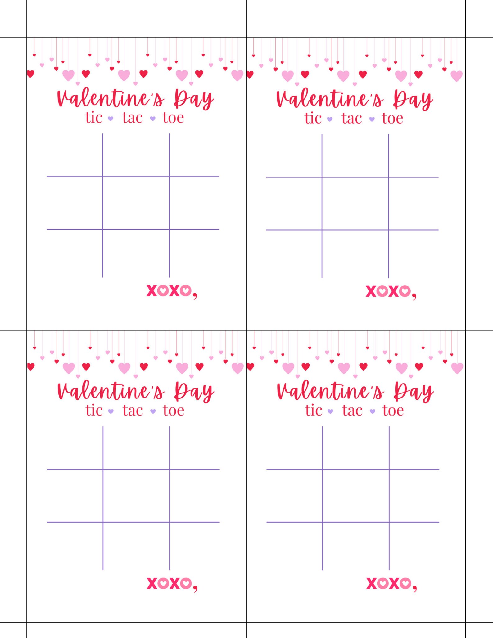 Valentine's Day Card | Printable Valentine | Tic Tac Toe Valentine ...