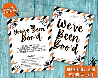 You&#39;ve Been Boo&#39;d Printable | Halloween Gift | Directions and Window Sign | Neighborhood and Friend Gift | Printable