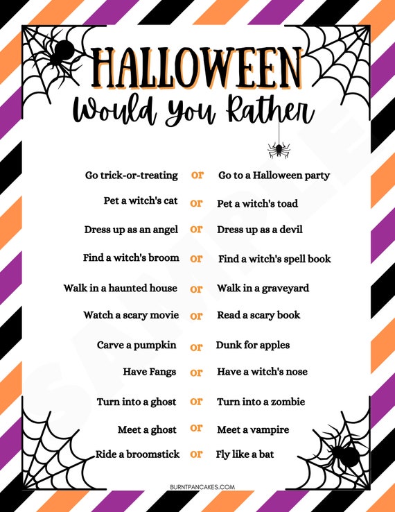 125 Halloween Would You Rather Questions {Free Printable}