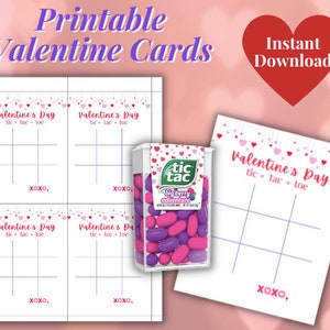 Valentine&#39;s Day Card | Printable Valentine | Tic Tac Toe Valentine | Downloadable Card