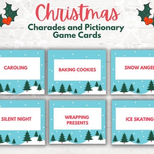 Jeux de Noël imprimables | Charades de vacances et Pictionary | Fête des Fêtes | Cartes de jeu pour enfants | Téléchargement instantané | Jeux de société de classe