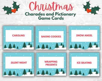 Christmas Games Printable | Holiday Charades and Pictionary | Holiday Party | Game Cards for Kids | Instant Download | Class Party Games