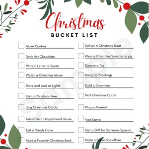Christmas Bucket List Winter to Do List Holiday Activities Printable ...