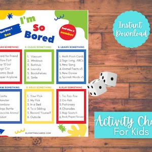 Activity Chart for Kids | I&#39;m So Bored Chart | Printable for Kids | Printable | Game for Chrildren