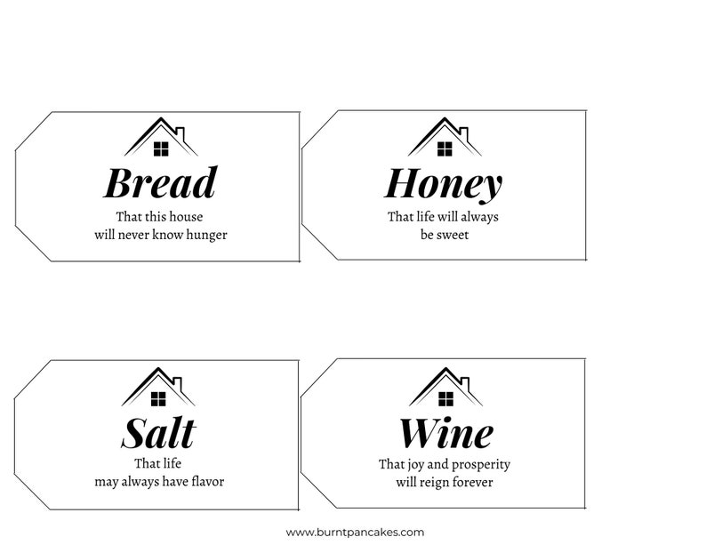 House Warming Gift Tags | Printable Tags | Bread, Salt, Wine Quote ...