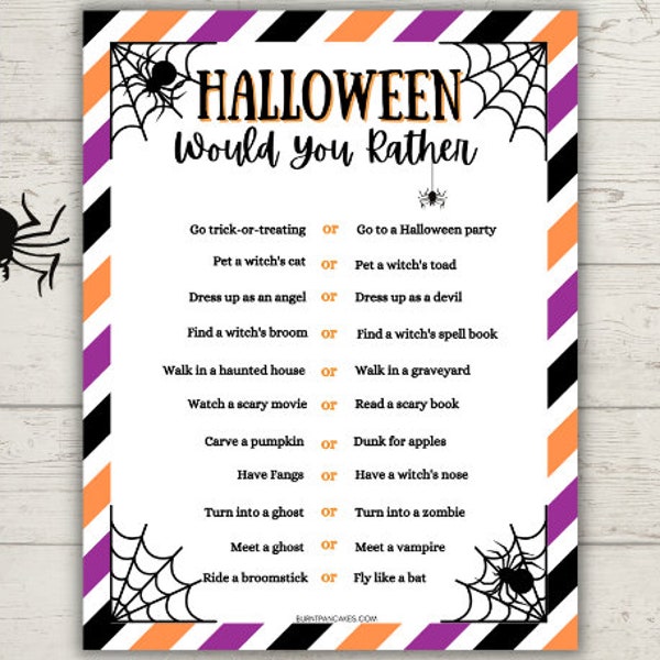 Halloween Would You Rather Game | This or That | Halloween Activity | Fun Halloween Game for Kids | Printable Halloween Party Game