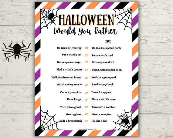 Halloween Would You Rather Game | This or That | Halloween Activity | Fun Halloween Game for Kids | Printable Halloween Party Game
