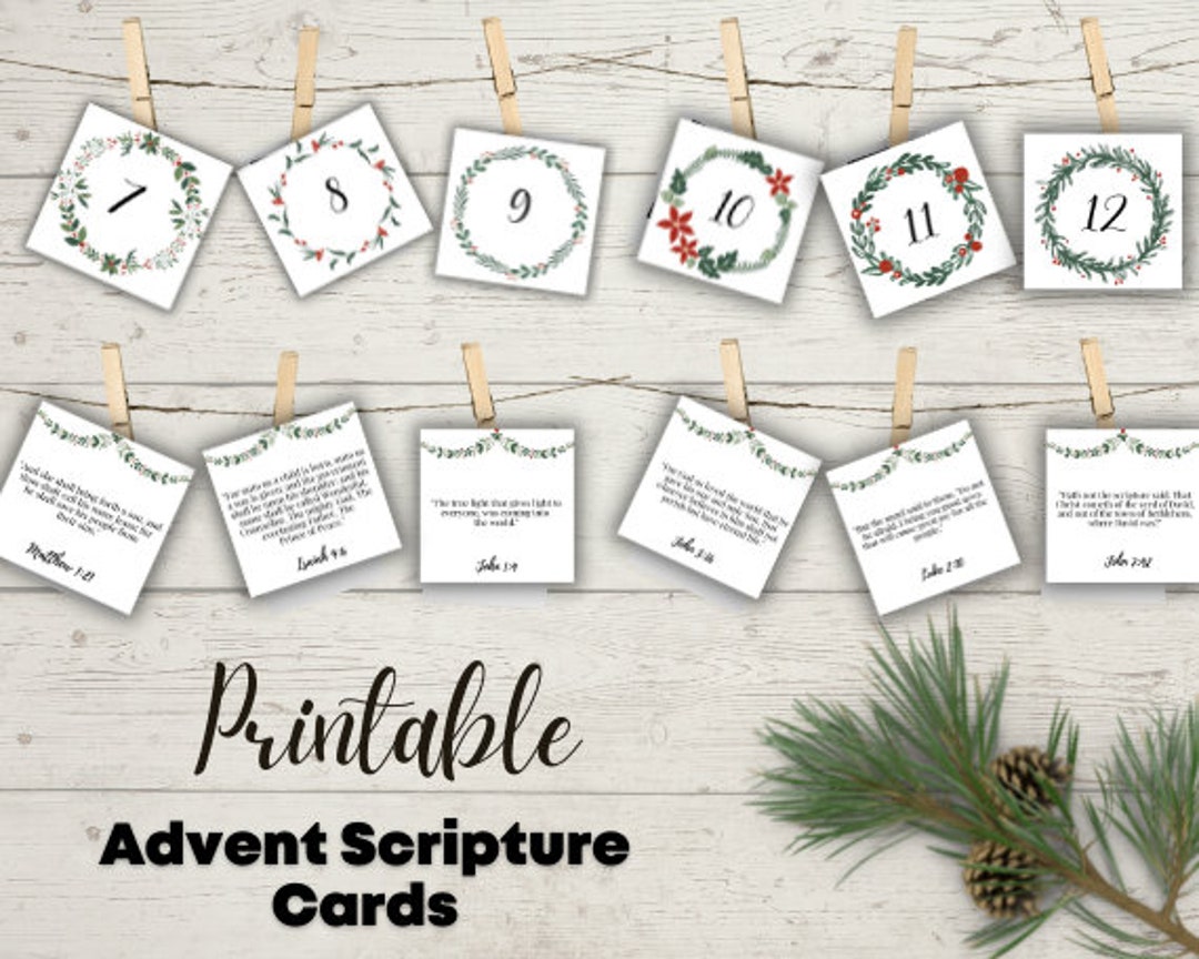Advent Calendar Scripture Cards Daily Christmas Scripture Cards