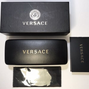 Étui à lunettes Versace, Étui à lunettes Versace, Étui à lunettes de soleil Versace, Étui à lunettes rigide noir, Étui à lunettes de soleil à clapet pour femme,