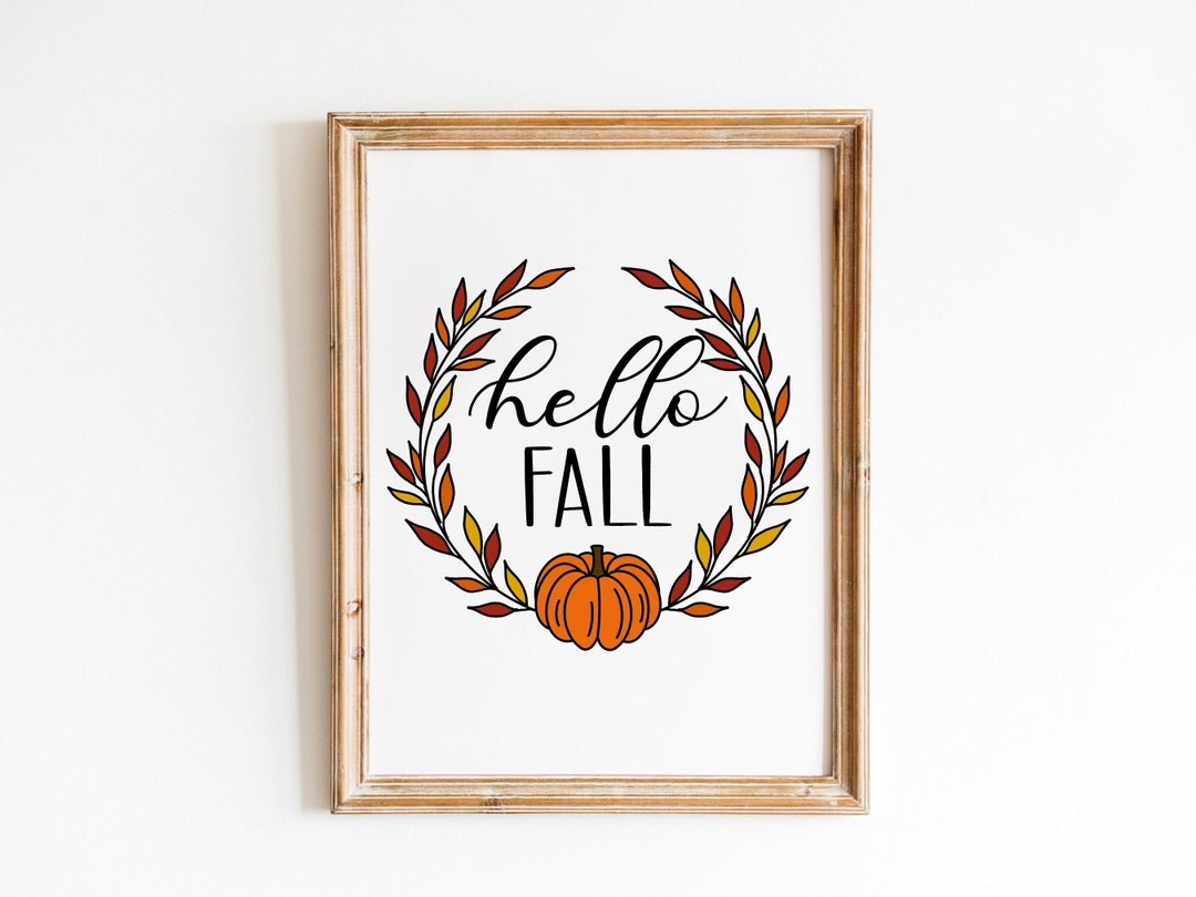 Hello Fall Printable, Fall Printable, Hello Fall Wall Art, Instant
