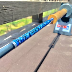Nine Foot Fly Fishing Rod with Blue Diamond Design