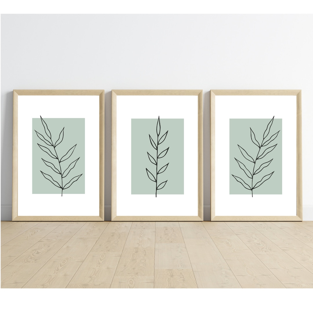 Set of 3 Botanical Wall Art, Minimalist Prints, Living Room Decor ...