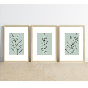 Set of 3 Botanical Wall Art, Minimalist Prints, Living Room Decor, Digital Download