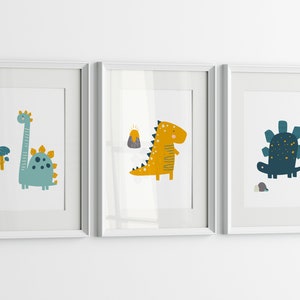 Dinosaur Wall Art, Dinosaur Set Nursery Decor, Kids Room Decor, Boys Dinosaur Prints, Downloadable Art