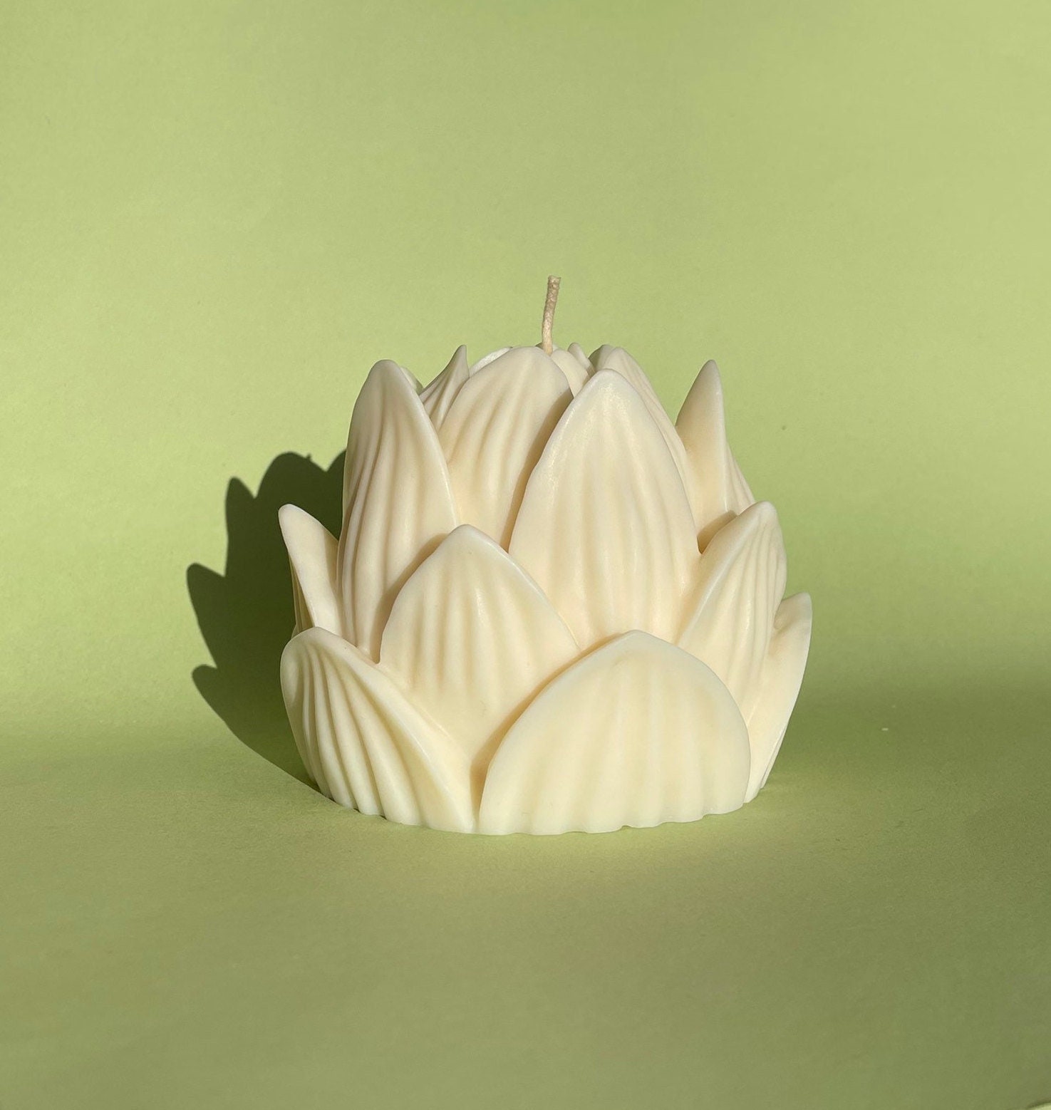 Grande Bougie de Fleur Lotus | Faits à La Main Végétalienne Cire Soja Parfumée Sans Plastique Cadeau