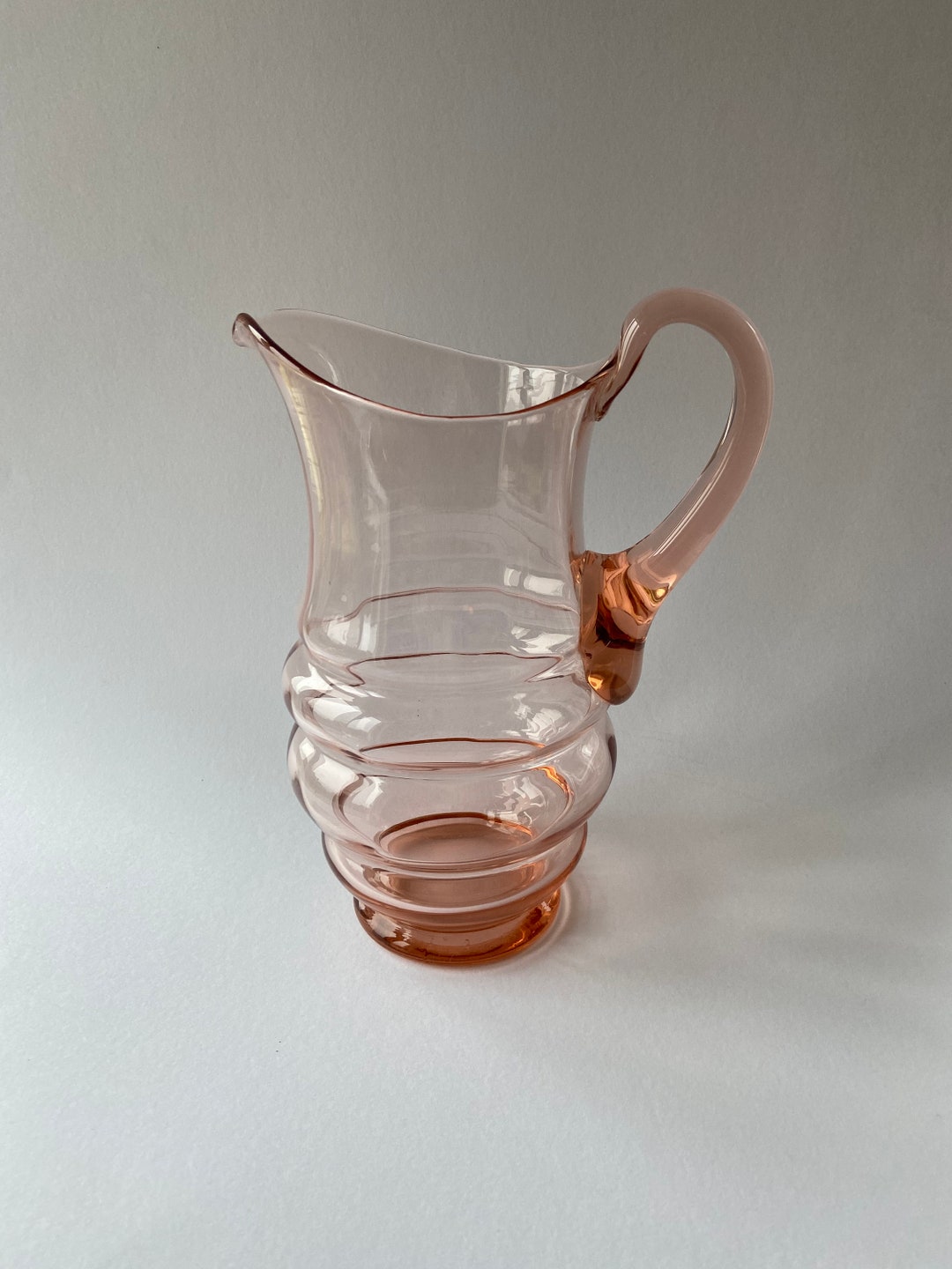 Vintage Blush Depression Era Glass Jug Pitcher Etsy