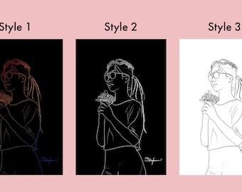 Art au trait simple [DIGITAL], art au trait personnalisé, portrait au trait, art au trait de la photo, illustration au trait, art au néon