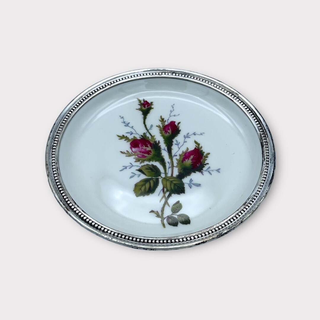 Vintage Rosenthal Bahnhof Selb Plate Signed Sterling Silver Rim 1950