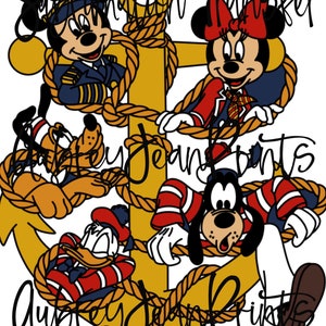 DCL Fab 5 Anchor Sublimation Transfer Ready to Press Transfer Shirt Heat Press Cruise Line Castaway Cay Sailor Mickey Minnie Pluto Goofy