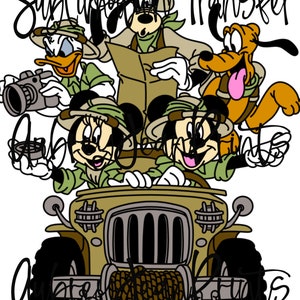 Animal Kingdom Safari Mickey Minnie Goofy Pluto Donald Sublimation Transfer Ready to Press Heat Transfer Shirt Transfer Heat Press Transfer