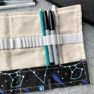 Canvas Galaxy Roll Up Pencil Case Artist Gift Pencil Wrap Pencil Case Markers Case Brush Holder Pencil Roll Travel Organizer image 2