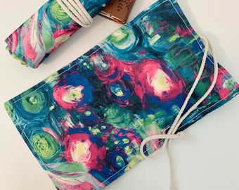 Pencil Roll Up | Pen Case | Painting Pencil Roll | Crochet Needle Storage | Brush Roll Pouch | Artist Travel Roll Up | Artist Gift