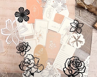 Die Cuts Pack | Flower Die Cut | Labels | Paper Goodies | Journal Ephemera | Junk Journal   | Scrapbooking | Collage Arts | Paper Cutouts