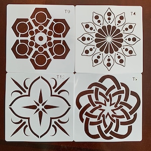 Mandala padrão estênceis flor conjunto de 4 estênceis reutilizáveis estênceis para lona, parede, papel, madeira diy estêncil artesanato
