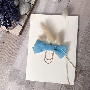 Segnalibro con fiocco per diario / Segnalibro con graffetta e fiocco in velluto / Graffetta per planner / Accessori per planner in oro rosa / Segnalibri Coquette