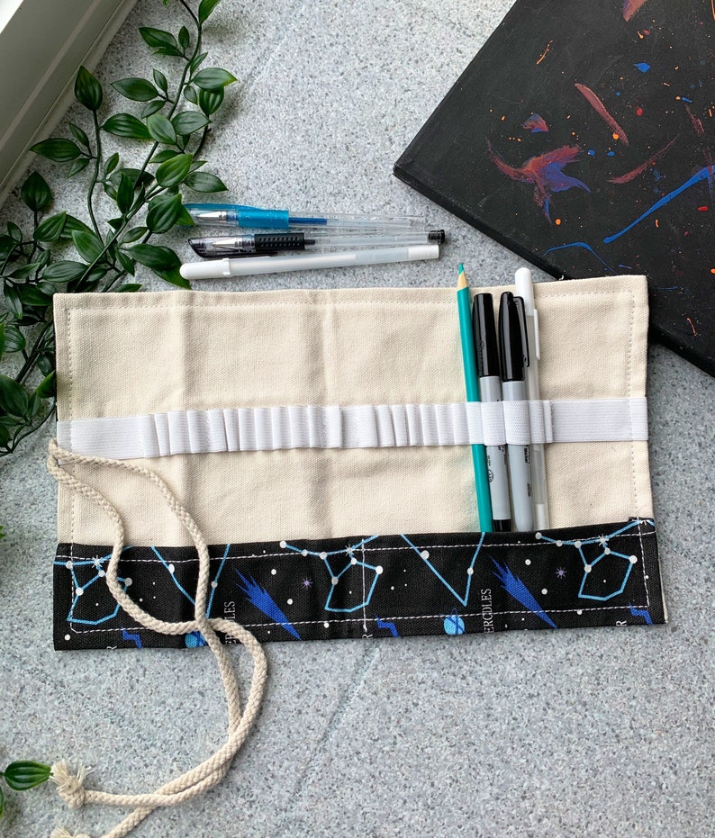 Canvas Galaxy Roll Up Pencil Case Artist Gift Pencil Wrap Pencil Case Markers Case Brush Holder Pencil Roll Travel Organizer image 1