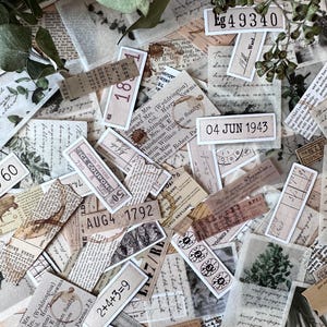 50 Stück Vintage Style Junk Journal Set, Vintage Etiketten, Vintage Tags, Aufkleber, Journaling, Ephemera, Sticker Pack, Junk Journal, Scrapbook